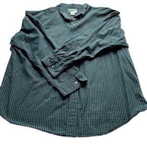 Crest signature collection 2xl green button down plaid shirt